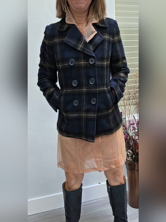 Chadwicks Jackets & Blazers - Vintage Navy Blue Plaid Double-Breasted Wool  Peacoat 6